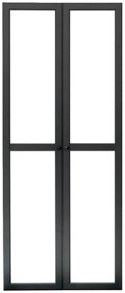 Schwarzes Doppeltür-Set aus Metall mit Glas, Frontalansicht