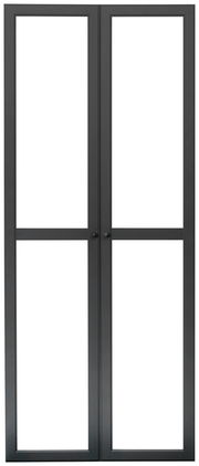 Schwarzes Doppeltür-Set aus Metall mit Glas, Frontalansicht