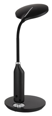 Moderne schwarze Tischleuchte FRUGGY mit flexiblem Hals, seitliche Perspektive