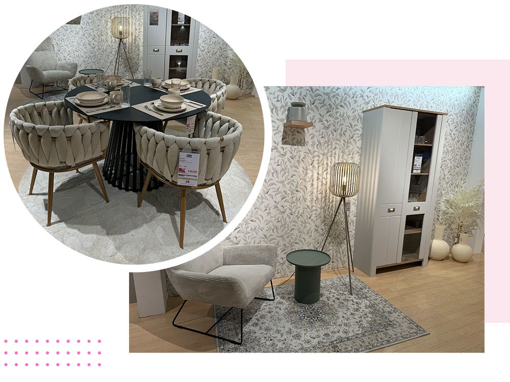 Einladender Wohnbereich mit einem gemütlichen Essbereich und einer entspannten Sitzecke.