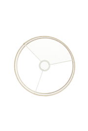 Draufsicht auf einen runden Lampenschirm mit Metallstreben und einem zentralen Befestigungsring.