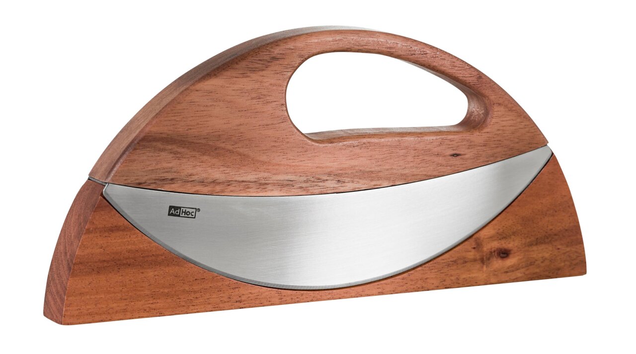 Doppel-Wiegemesser WAVE aus Holz und Edelstahl, seitliche Perspektive