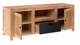 Holz-Lowboard mit offenen Türen und Schublade, Frontalansicht