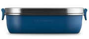 Lunchbox 900ml in tiefem Blau mit Edelstahl-Deckel, seitliche Ansicht