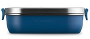 Lunchbox 900ml in tiefem Blau mit Edelstahl-Deckel, seitliche Ansicht
