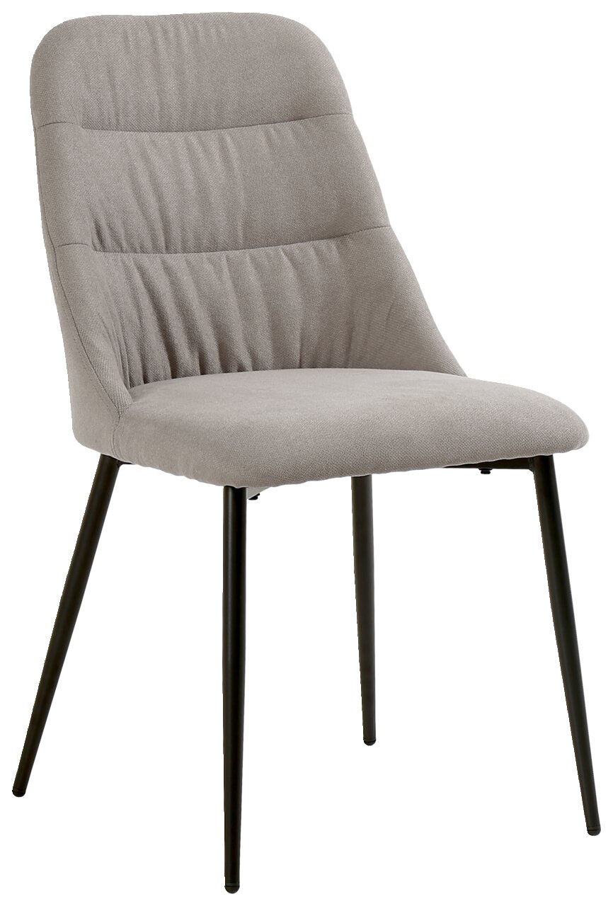 Ti´me Stuhl MANFRED Moderner grauer Stuhl mit gepolsterter Rückenlehne und schwarzen Metallbeinen, seitliche Perspektive