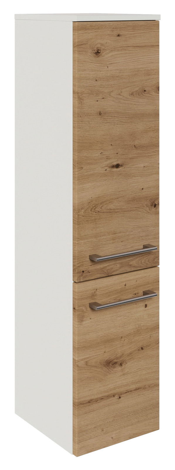 Sadena Midischrank PLAKA Midischrank mit Holzoptik und zwei Griffen, seitliche Perspektive