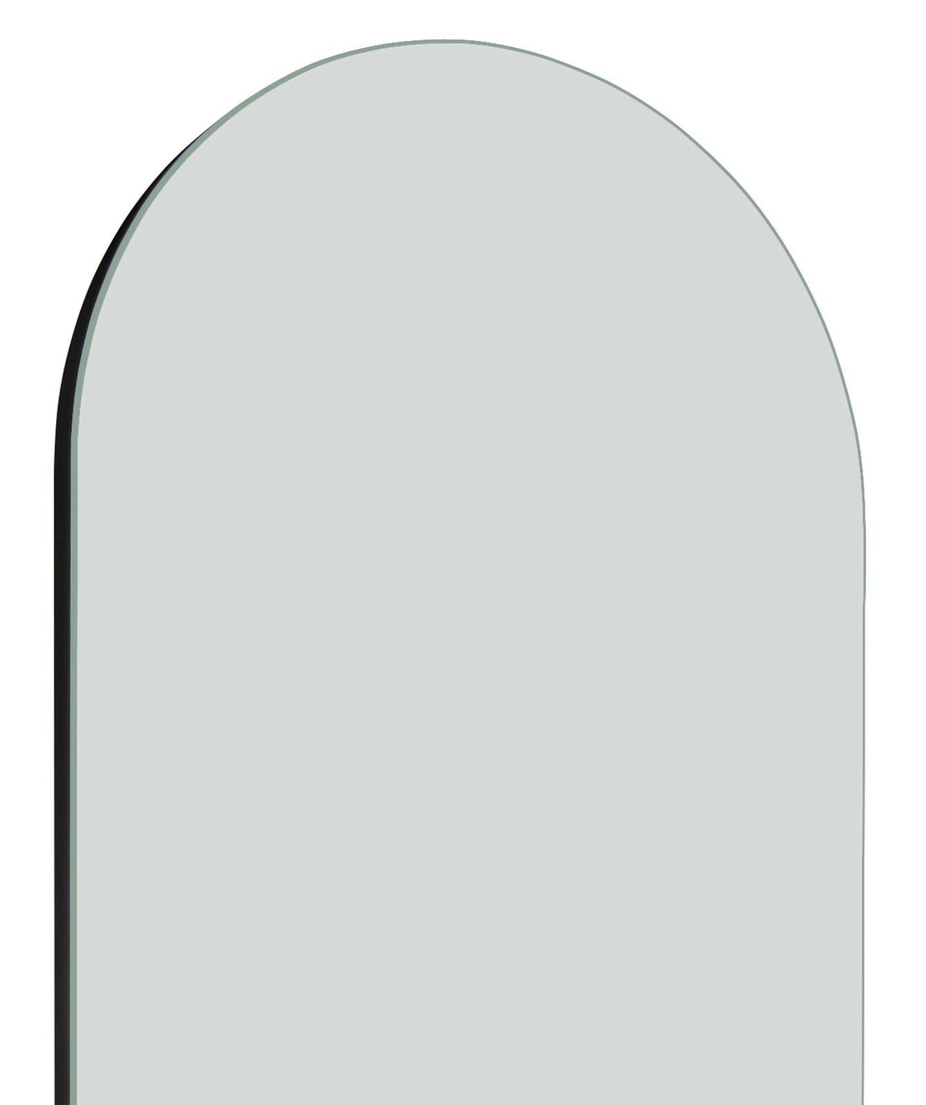 Standspiegel mit abgerundeter Oberseite, seitliche Perspektive