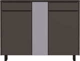 Moderner XL-Schuhschrank in dunklem Design mit vertikalen Linien, Frontalansicht