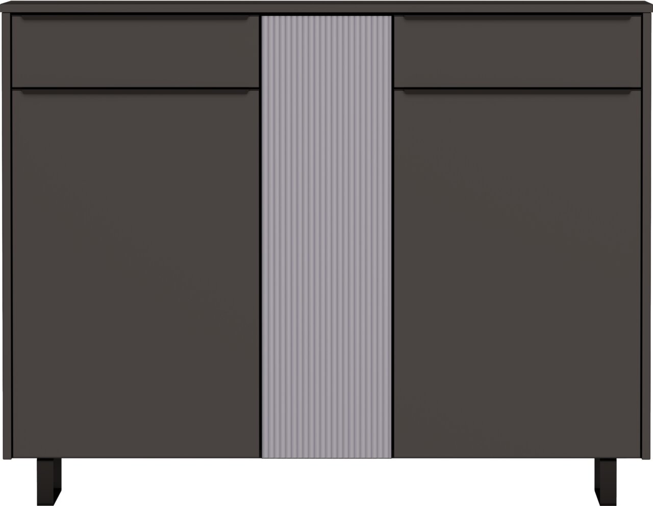 Moderner XL-Schuhschrank in dunklem Design mit vertikalen Linien, Frontalansicht