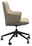 Seitenansicht eines beigen Home Office Sessels mit schwarzen Rollen und Armlehnen.