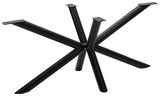 Schwarzes Metall-Tischgestell in sternförmigem Design, seitliche Perspektive