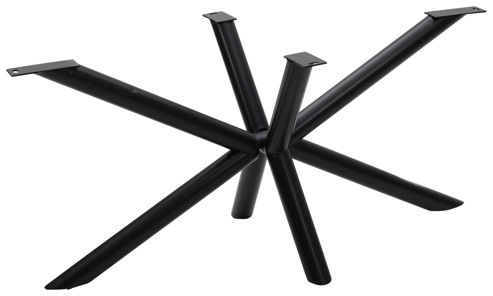 Schwarzes Metall-Tischgestell in sternförmigem Design, seitliche Perspektive