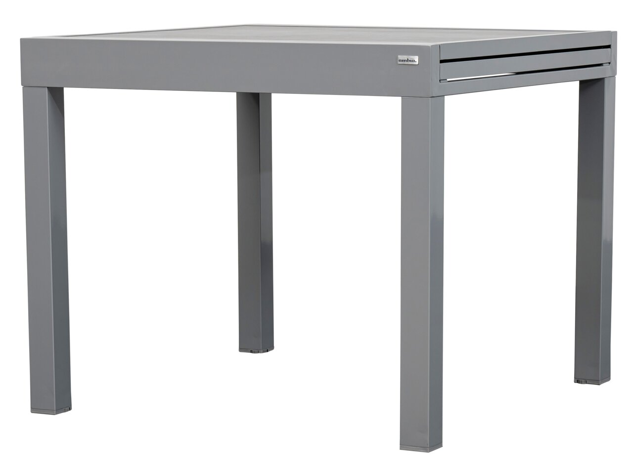 Ambia Garden Gartentisch HOUSTON DELUXE Moderner grauer Gartentisch aus Metall, seitliche Perspektive