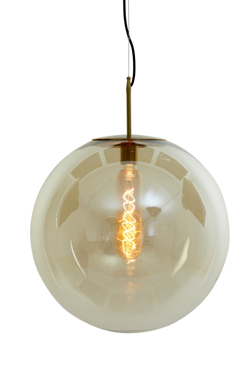 Light&Living Hanglamp MEDINA Moderne hanglamp met transparant, bolvormig glas en zichtbare gloeilamp, zijaanzicht