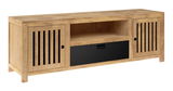 Holz-Lowboard mit zwei Türen und einer Schublade in Frontalansicht