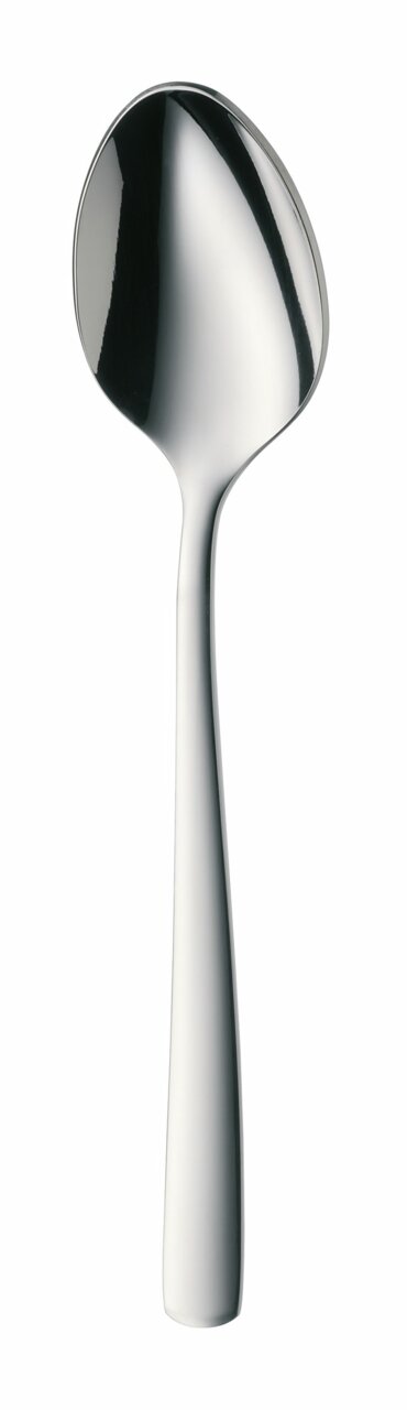 Eleganter Kaffeelöffel BOSTON aus Edelstahl, frontal abgebildet.