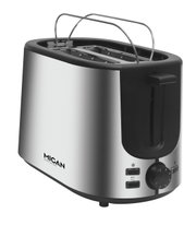 Moderner Edelstahl-Toaster mit zwei Schlitzen, seitlicher Ansicht