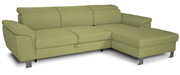 Groene hoekbank TIM met ottomane rechts, vooraanzicht