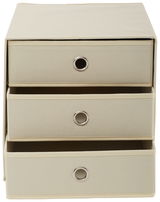 Stoffbox mit drei Schubfächern, frontal betrachtet