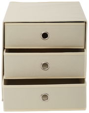 Stoffbox mit drei Schubfächern, frontal betrachtet