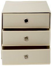 Stoffbox mit drei Schubfächern, frontal betrachtet