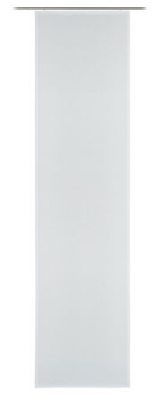 Weißer Schiebevorhang in voller Länge, frontal fotografiert.