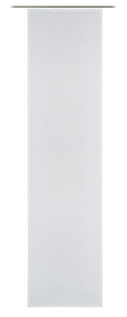 Weißer Schiebevorhang in voller Länge, frontal fotografiert.