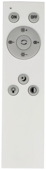 Fernbedienung für LED-Deckenleuchte, Vorderansicht mit verschiedenen Steuerungstasten.