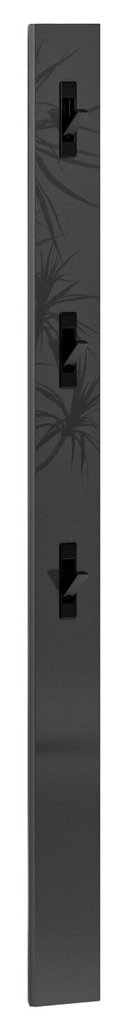 Garderobenleiste in dunklem Design mit drei Haken, seitliche Perspektive