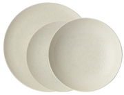 Draufsicht auf ein 12-teiliges Tellerset Eclipse Day in neutralem Design.