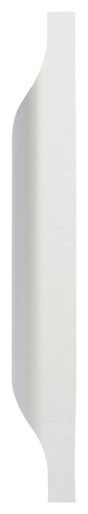 Seitenansicht einer edelstahlfarbenen Griffleiste mit geschwungenem Design.