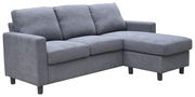 Graues Ecksofa mit Ottomane, Perspektive von vorne rechts