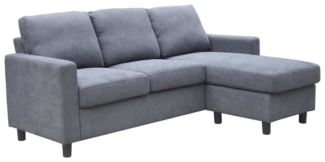 Ti´me Ecksofa TRIXI Graues Ecksofa mit Ottomane, Perspektive von vorne rechts