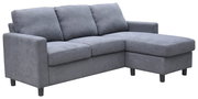 Graues Ecksofa mit Ottomane, Perspektive von vorne rechts