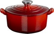 Rode hartvormige braadpan van Le Creuset, 20 cm, gezien vanaf de zijkant