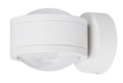 Weiße LED Wandleuchte mit rundem Design, seitliche Perspektive