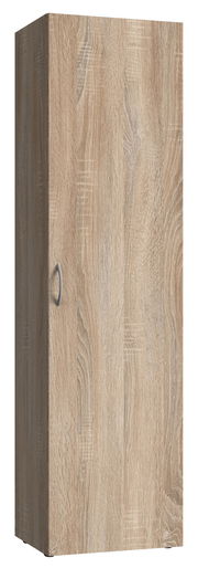 Mehrzweckschrank in Holzoptik mit einer Tür, seitliche Perspektive