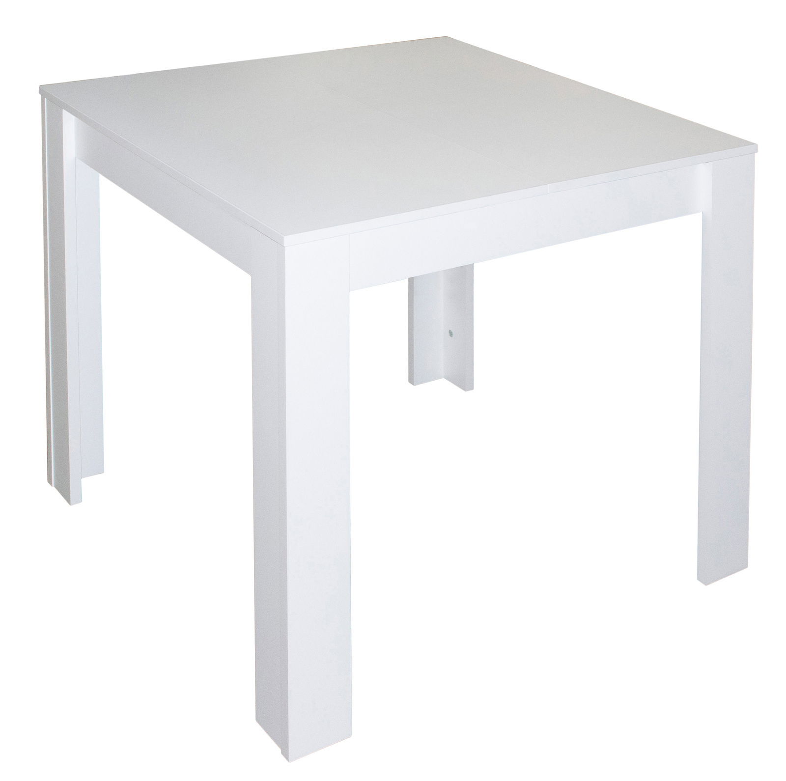 Z2 Esstisch PIT-BULL Weißer quadratischer Esstisch aus Holz, seitliche Perspektive