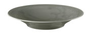 Suppenteller 22,5 cm in perlgrau mit geriffeltem Design, seitliche Perspektive