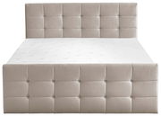 Beiges Boxbett mit gestepptem Kopfteil, Frontalansicht