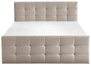 Beiges Boxbett mit gestepptem Kopfteil, Frontalansicht