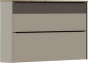 Moderner Hängeschuhschrank in Beige mit zwei Klappen, seitliche Perspektive