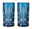Zwei blaue Longdrinkgläser im Noblesse-Design, frontal fotografiert, mit elegantem Schliffmuster.