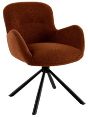 Bruine fauteuil met zwart metalen frame, vooraanzicht