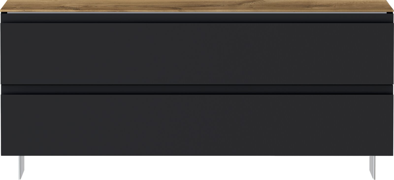 Moderano Garderobenbank LECCO Frontansicht einer modernen Garderobenbank mit dunkler Oberfläche und Holzplatte.