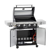 BBQ-Station Videro G4-S mit geöffnetem Deckel und Türen, Frontansicht