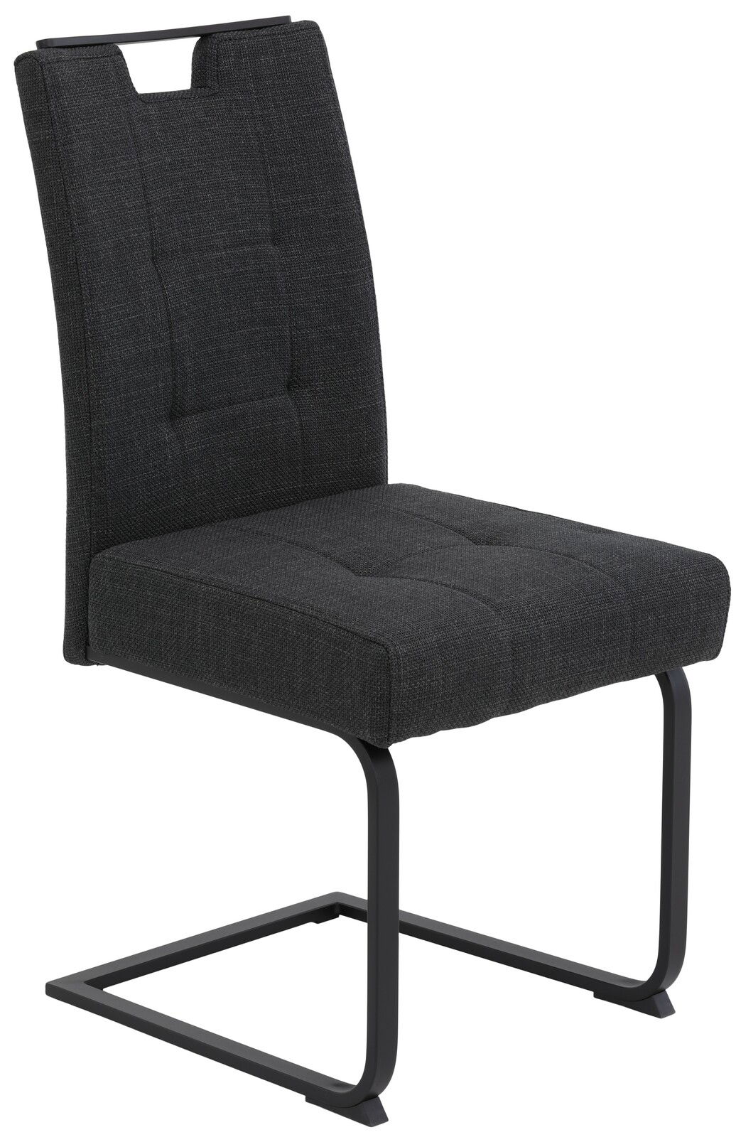 Z2 Schwingstuhl WIEN Moderner Schwingstuhl in dunklem Stoffbezug mit Metallgestell, seitliche Perspektive