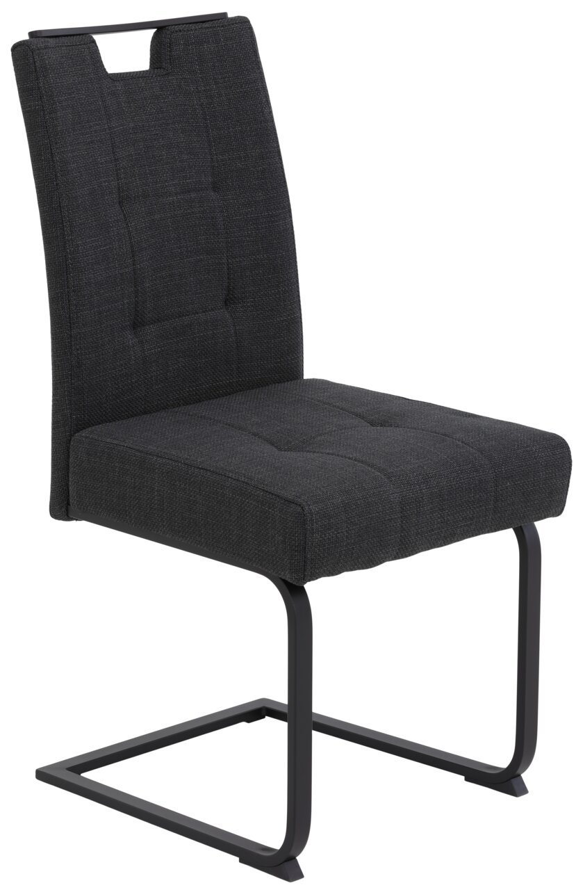 Z2 Schwingstuhl WIEN Moderner Schwingstuhl in dunklem Stoffbezug mit Metallgestell, seitliche Perspektive