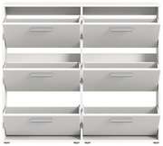 Weißer Schuhkipper mit sechs Klappen, frontal betrachtet